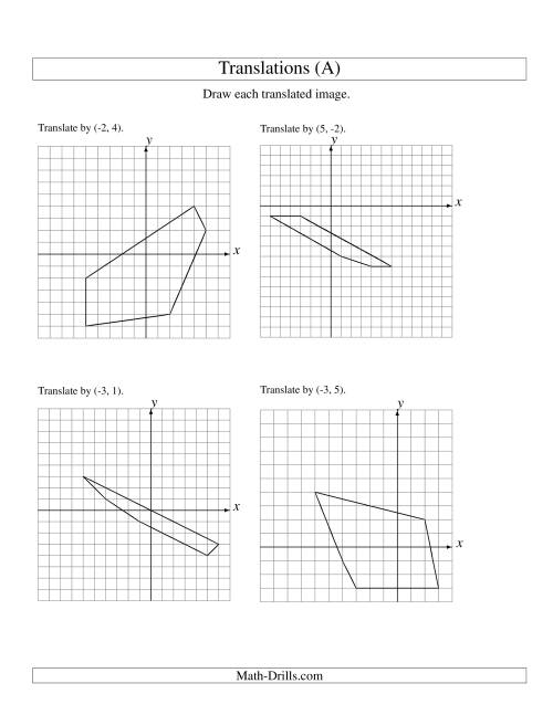 The Translation of 5 Vertices up to 6 Units (A) Math Worksheet