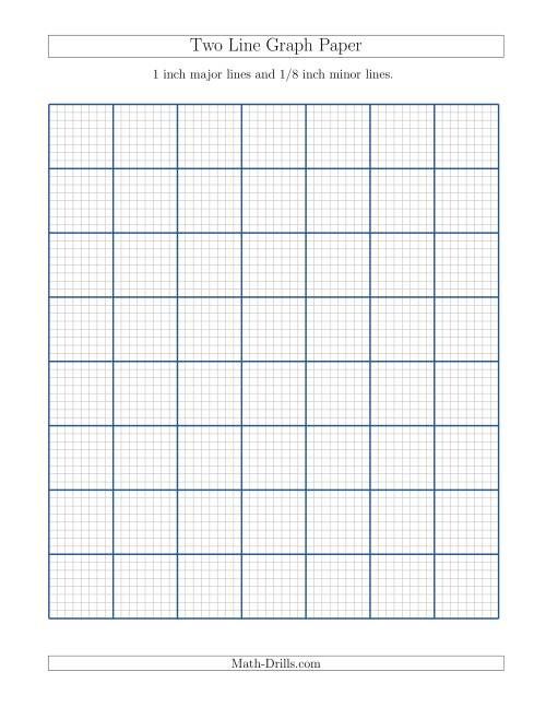 The Two Line Graph Paper with 1 inch Major Lines and 1/8 inch Minor Lines (A) Math Worksheet