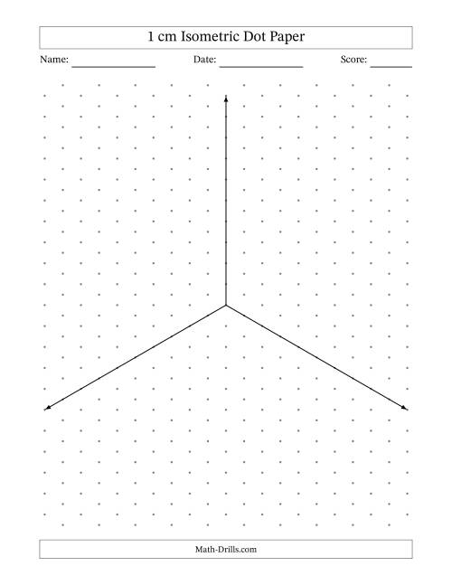 The 1 cm Isometric Dot Paper With Axes (Gray Dots; One-Octant) Math Worksheet