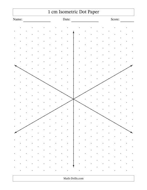The 1 cm Isometric Dot Paper With Axes (Gray Dots; Eight-Octant) Math Worksheet