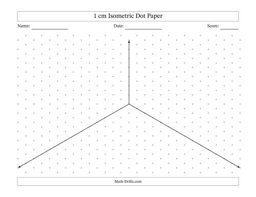 The 1 cm Isometric Dot Paper With Axes (Gray Dots; Landscape; One-Octant) Math Worksheet