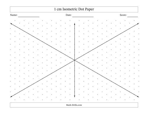 The 1 cm Isometric Dot Paper With Axes (Gray Dots; Landscape; Eight-Octant) Math Worksheet