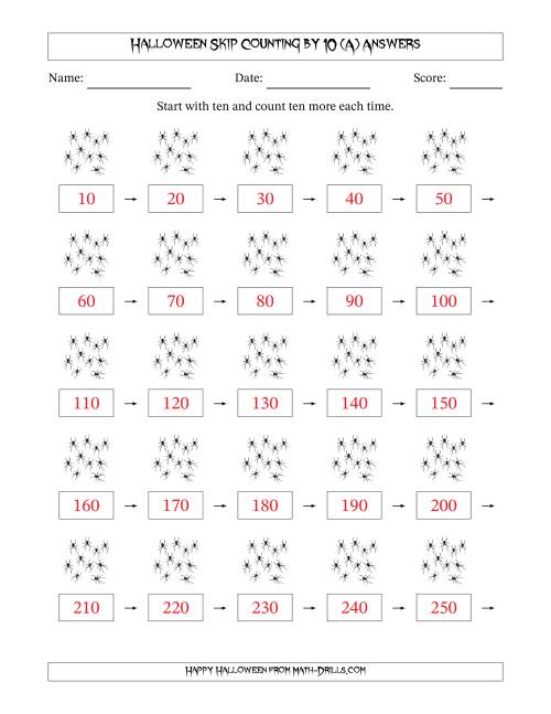 The Halloween Skip Counting by 10 (A) Math Worksheet Page 2