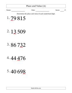 SI Format Determining Place and Value from Ones to Ten Thousands (Large Print)