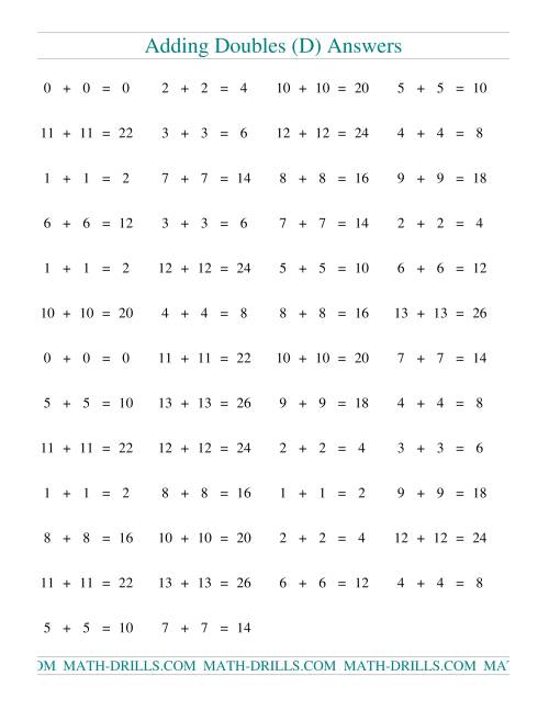 The Adding Doubles to 13 + 13 (D) Math Worksheet Page 2