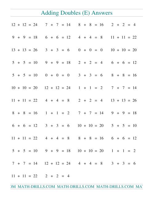 The Adding Doubles to 13 + 13 (E) Math Worksheet Page 2