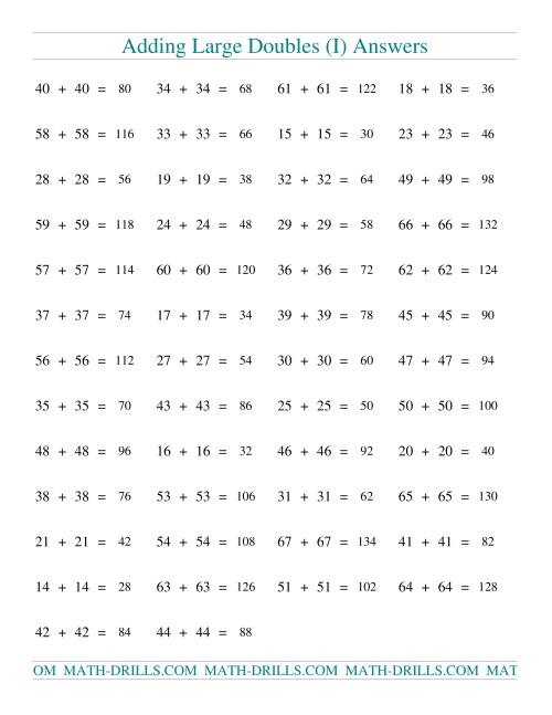 The Adding Two-Digit Doubles (I) Math Worksheet Page 2