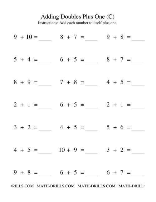 The Adding Doubles Plus One (C) Math Worksheet
