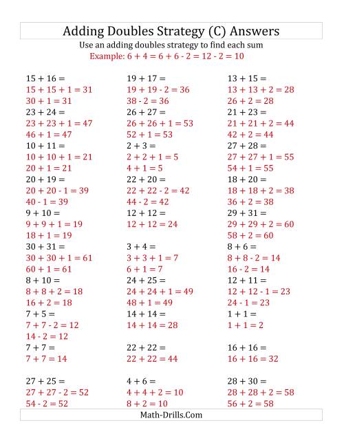 The Adding Doubles Mixed Variations (Large Numbers) (C) Math Worksheet Page 2