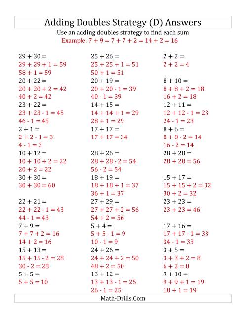 The Adding Doubles Mixed Variations (Large Numbers) (D) Math Worksheet Page 2