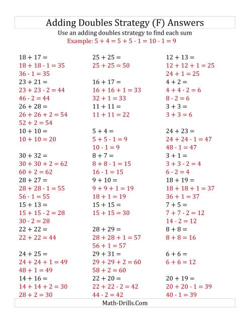 The Adding Doubles Mixed Variations (Large Numbers) (F) Math Worksheet Page 2