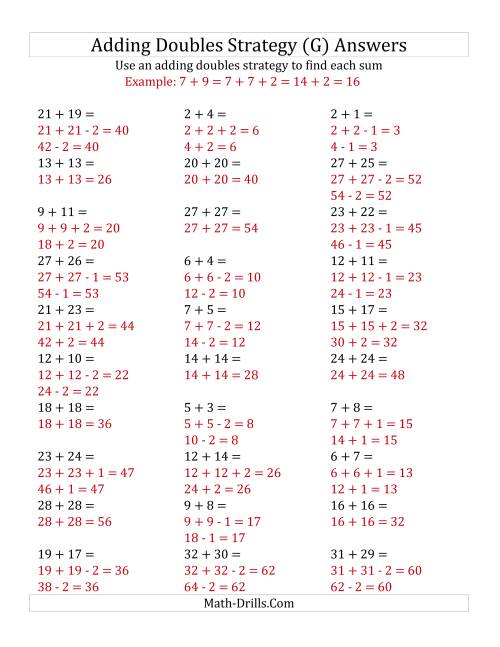 The Adding Doubles Mixed Variations (Large Numbers) (G) Math Worksheet Page 2