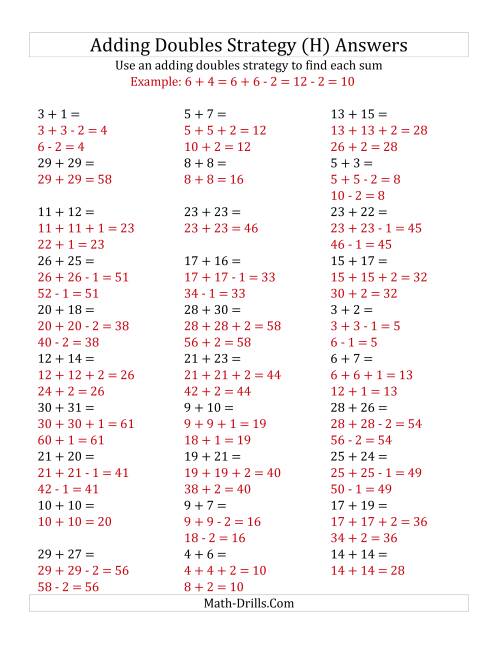 The Adding Doubles Mixed Variations (Large Numbers) (H) Math Worksheet Page 2