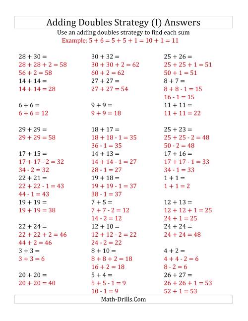 The Adding Doubles Mixed Variations (Large Numbers) (I) Math Worksheet Page 2