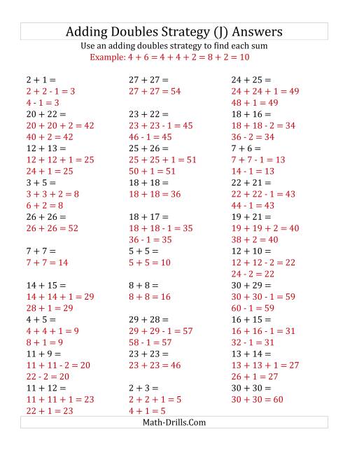 The Adding Doubles Mixed Variations (Large Numbers) (J) Math Worksheet Page 2