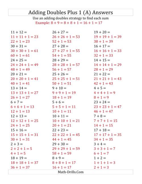 The Adding Doubles Plus 1 (Large Numbers) (All) Math Worksheet Page 2