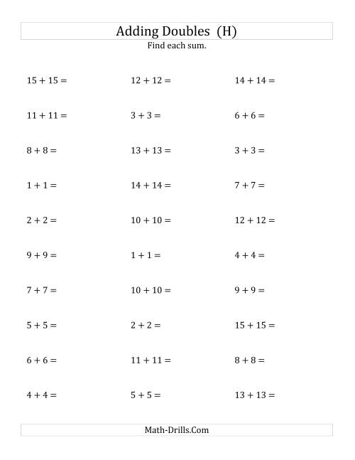 The Adding Doubles (Medium Numbers) (H) Math Worksheet
