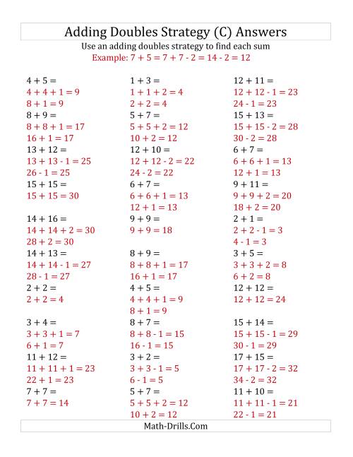 The Adding Doubles Mixed Variations (Medium Numbers) (C) Math Worksheet Page 2