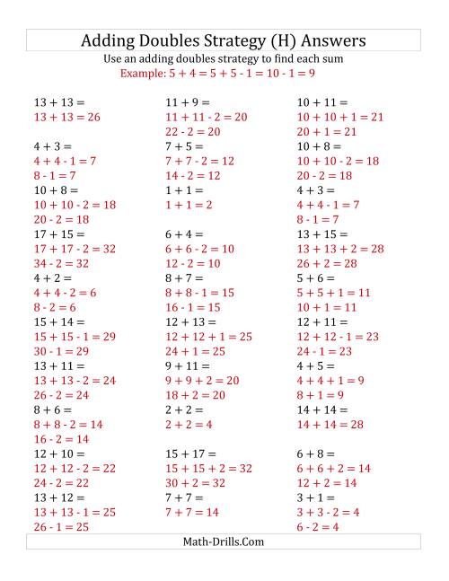 The Adding Doubles Mixed Variations (Medium Numbers) (H) Math Worksheet Page 2