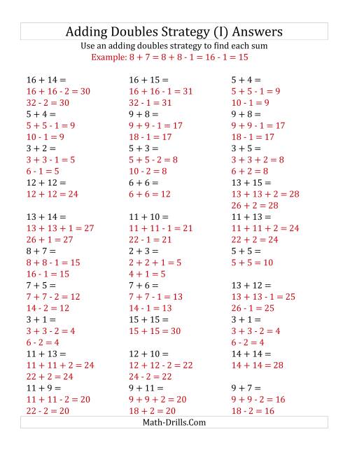The Adding Doubles Mixed Variations (Medium Numbers) (I) Math Worksheet Page 2