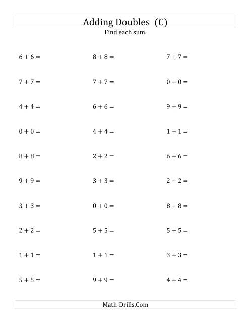 The Adding Doubles (Small Numbers) (C) Math Worksheet