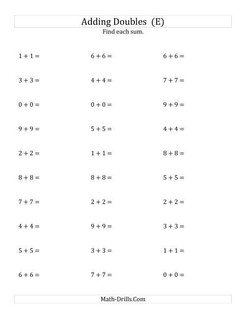 The Adding Doubles (Small Numbers) (E) Math Worksheet