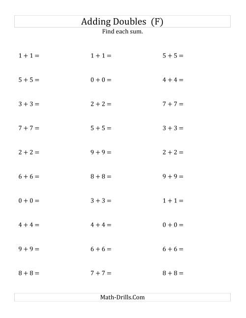 The Adding Doubles (Small Numbers) (F) Math Worksheet