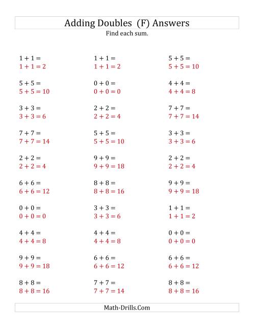 The Adding Doubles (Small Numbers) (F) Math Worksheet Page 2