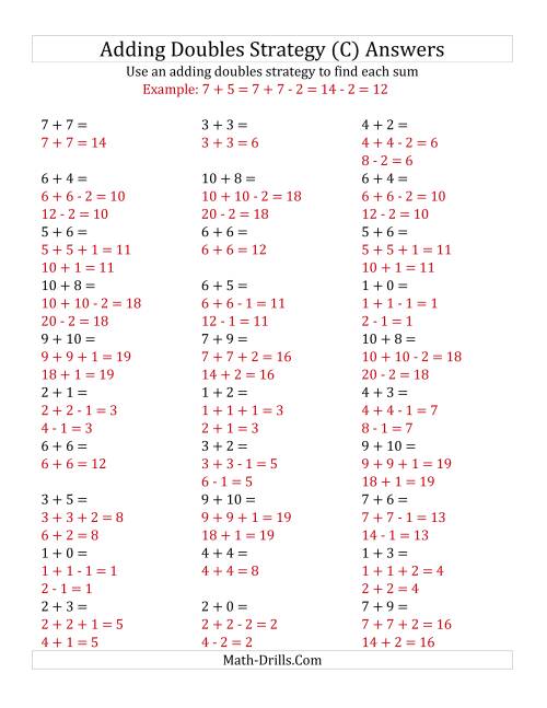 The Adding Doubles Mixed Variations (Small Numbers) (C) Math Worksheet Page 2