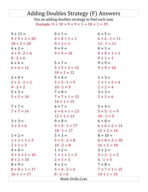 The Adding Doubles Mixed Variations (Small Numbers) (F) Math Worksheet Page 2