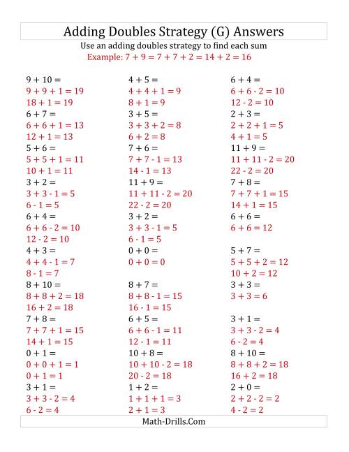 The Adding Doubles Mixed Variations (Small Numbers) (G) Math Worksheet Page 2