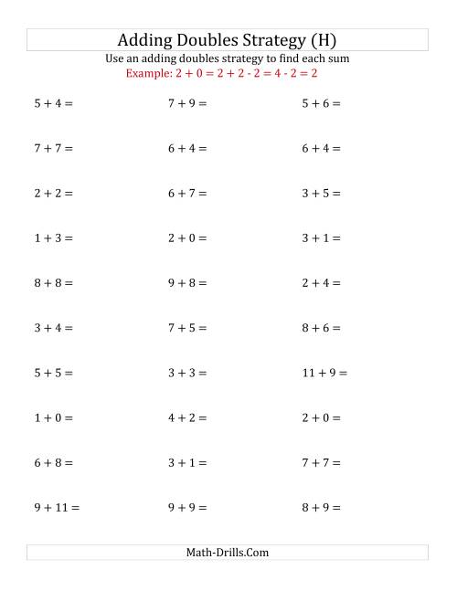 The Adding Doubles Mixed Variations (Small Numbers) (H) Math Worksheet