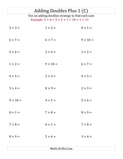 The Adding Doubles Plus 1 (Small Numbers) (C) Math Worksheet