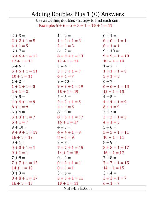 The Adding Doubles Plus 1 (Small Numbers) (C) Math Worksheet Page 2