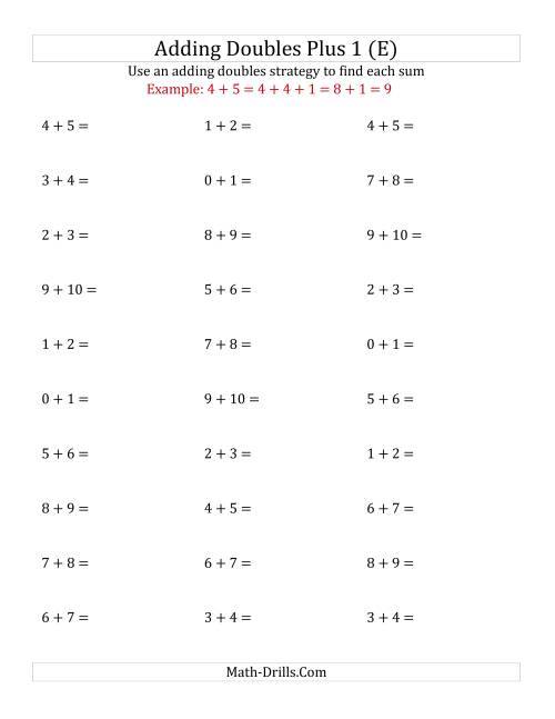 The Adding Doubles Plus 1 (Small Numbers) (E) Math Worksheet
