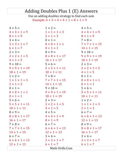 The Adding Doubles Plus 1 (Small Numbers) (E) Math Worksheet Page 2