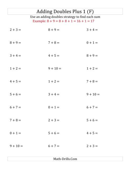 The Adding Doubles Plus 1 (Small Numbers) (F) Math Worksheet