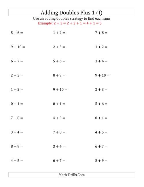 The Adding Doubles Plus 1 (Small Numbers) (I) Math Worksheet