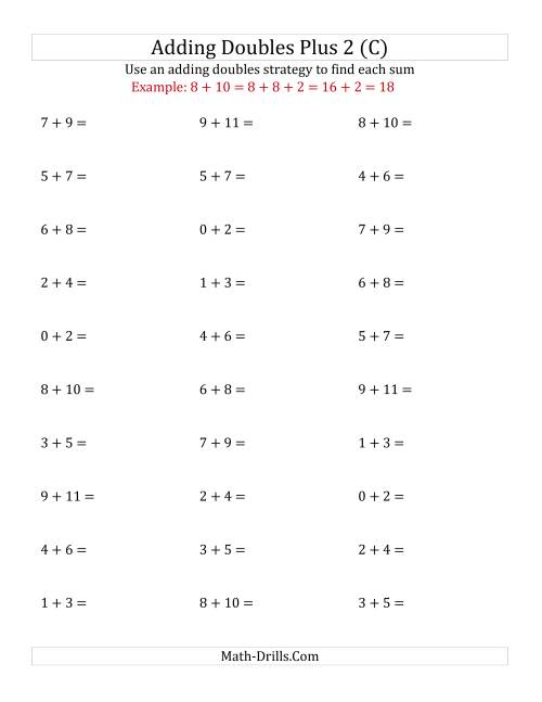 The Adding Doubles Plus 2 (Small Numbers) (C) Math Worksheet
