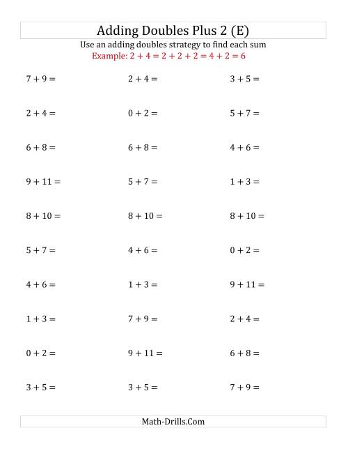 The Adding Doubles Plus 2 (Small Numbers) (E) Math Worksheet