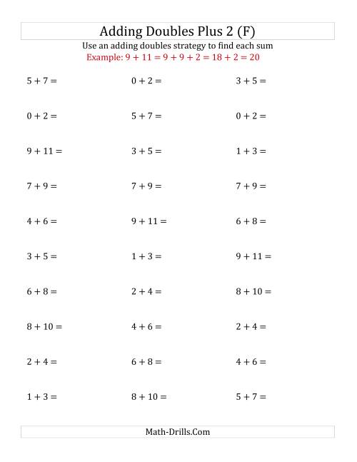 The Adding Doubles Plus 2 (Small Numbers) (F) Math Worksheet