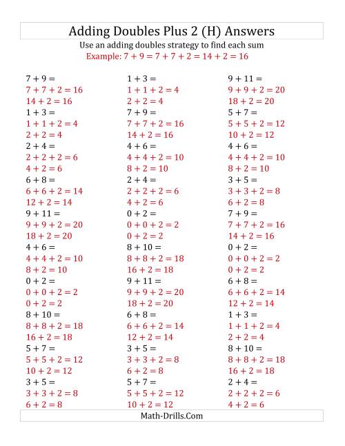 The Adding Doubles Plus 2 (Small Numbers) (H) Math Worksheet Page 2
