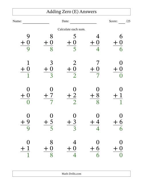 The 25 Adding Zeros Questions (E) Math Worksheet Page 2
