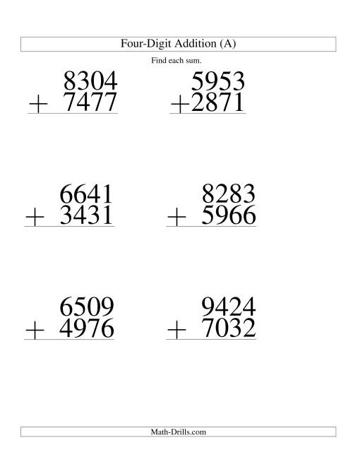 addition worksheets 4 digit numbers