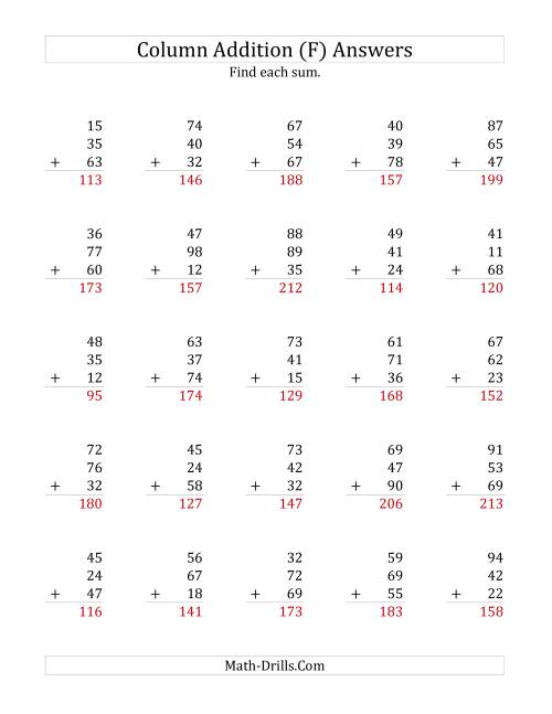 The Adding Three Two-Digit Numbers (F) Math Worksheet Page 2