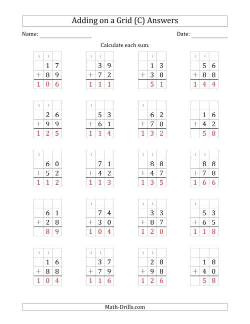 The Adding 2-Digit Plus 2-Digit Numbers on a Grid (C) Math Worksheet Page 2