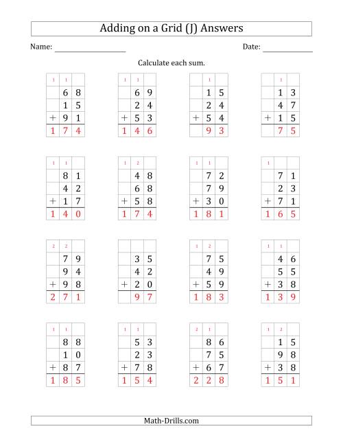 The Adding Three 2-Digit Numbers on a Grid (J) Math Worksheet Page 2