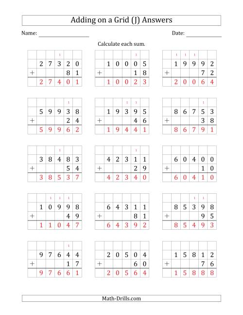The Adding 5-Digit Plus 2-Digit Numbers on a Grid (J) Math Worksheet Page 2