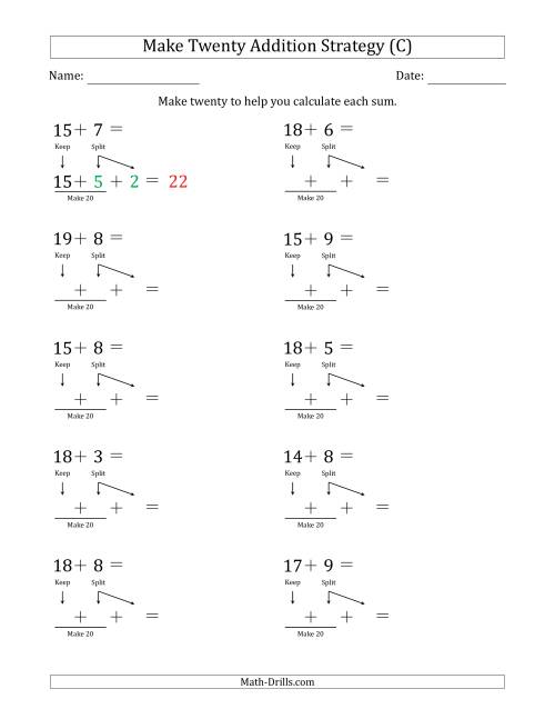 The Make Twenty Addition Strategy (C) Math Worksheet