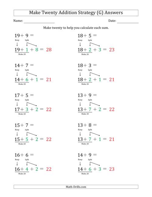 The Make Twenty Addition Strategy (G) Math Worksheet Page 2